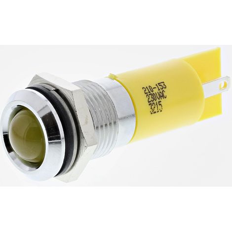 Voyant LED lumineux Jaune RS PRO, dia. 14mm, 230V c.a., IP67 ( Prix pour 1 )