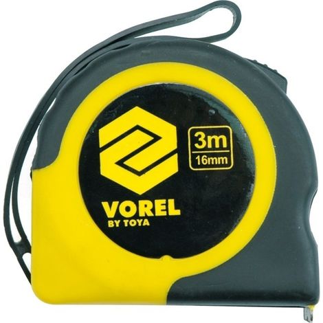 Cinta métrica amarilla y negra de 10 m x 25 mm 10111 vorel