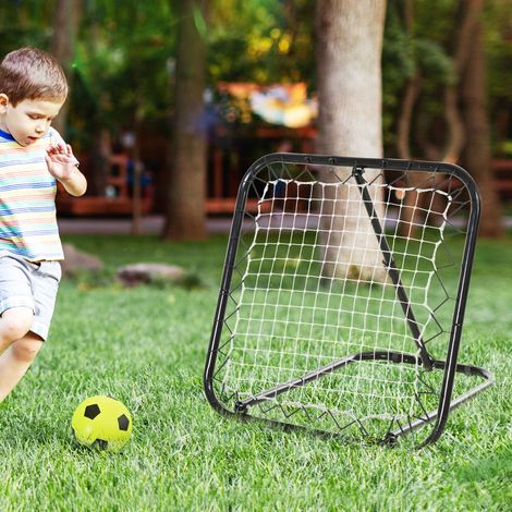 Football Rebondeur Mur de but pliable en rebond Kickback Mur de rebond 5 marches pour le baseball et le basket-ball,noir métallique 78x84x65-78cm