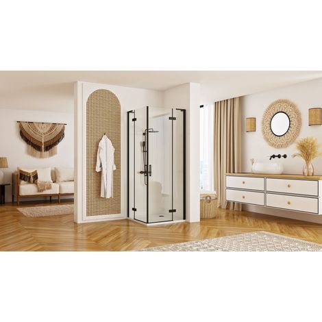 MAMPARA DE DUCHA REA HUGO DOUBLE 90X90 BLACK (1/4)