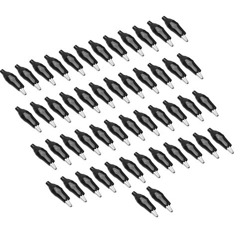 Lot de 50 pinces crocodiles à poignée unique avec gaine PVC, pinces de test électriques pour soudure automobile, bricolage, noir (1/5)