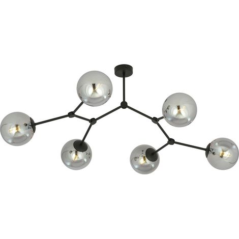 Lampadario Emibig SPACE 6xE14 vetro nero/cromo 108cm (1/5)