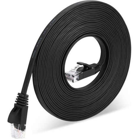 Câble Ethernet Gigabit 1000Mbps CAT6 30m Noir pour Routeurs, PC et Console de Jeu (1/5)