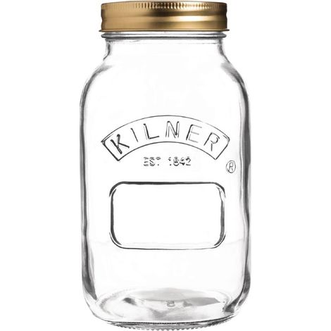 Kilner Preserve Jam Chutney Jar - Clear 1 Litre - Metal Screw Lid (1/5)