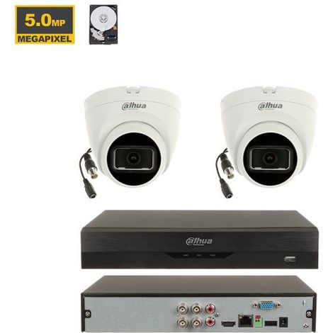 Dahua Kit videosorveglianza HDD 1Tb + 2 Telecamera Dome 5Mp - XVR5104HS-4KL-I3
