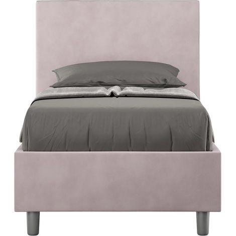 Letto Singolo rivestito in Microfibra - ADELE - Dimensione Rete: 80x210 - Tipologia Letto: Con Rete e Contenitore - Colore: Glicine