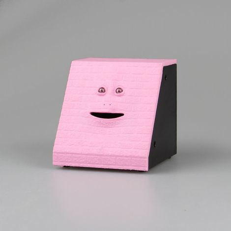 Tirelire enfant rose en plastique, coffre-fort électrique mangeur de pièces avec son, brique faciale originale pour enfants (1/5)