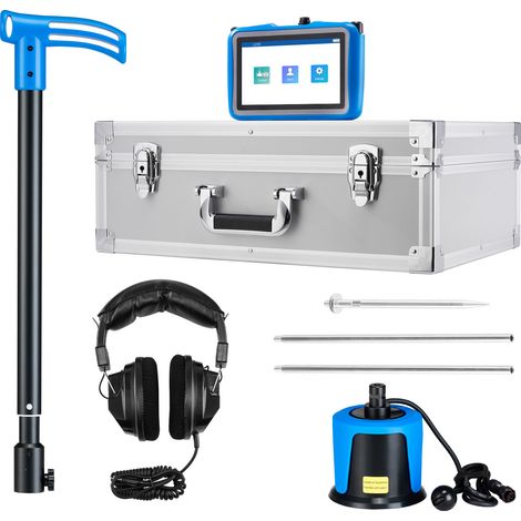 Mophorn Detector de fugas de agua para tuberías subterráneas, frecuencia de 1–10,000 Hz, pantalla táctil de 17,78 cm, alcance de 5 m,  3 varillas de escucha, auriculares y estuche de transporte (1/5)