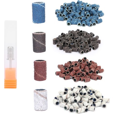 400 disques abrasifs pour manucure pédicure nail art, grains 80/120/180/240, avec tige, lot de ponçage pour ongles (1/5)
