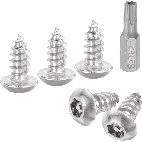 20 Pièces M5 x 12mm Vis à Tête Bombée Torx de Sécurité (Argent) (1/5)
