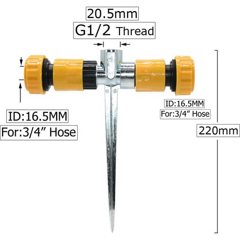 (E) Arroseur d'eau 1/2 pouce, tige fixe en métal, support, buse de pulvérisation, piquet métallique pour l'irrigation (1/5)