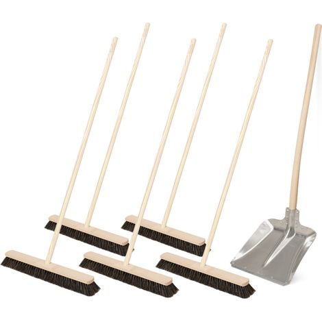 BRB Lot de 5 fouets en crin de cheval - Longueur : 500 mm - 1 pelle en aluminium