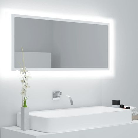 vidaXL Espejo de baño LED acrílico blanco 100x8,5x37 cm (1/5)
