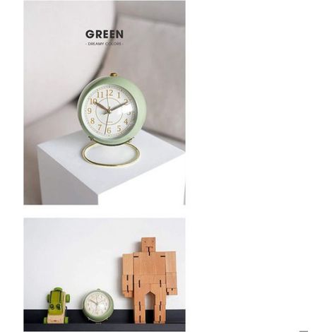 Petites horloges de table, réveil de table classique sans tic-tac avec rétroéclairage, horloge de bureau astronaute à piles avec (1/4)