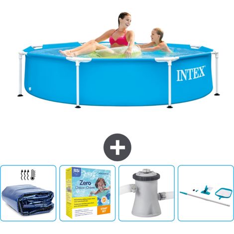 Intex-Schwimmbecken mit rundem Rahmen – 244 x 51 cm – Blau – im Lieferumfang enthalten Accessoire CB14