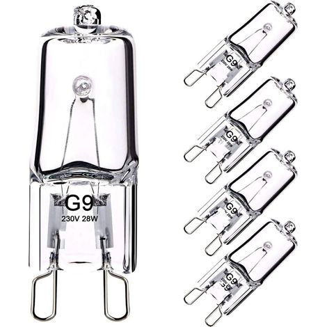 G9 Halogen Lamp - 28 W - 230 V - 390 Lm - Warm White Light - For Oven Microwave Pendant Light - Pack Of 5