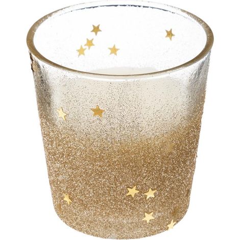 Bougie Dorée dans un Pot en verre pailleté et étoilé 90G - Feeric Christmas