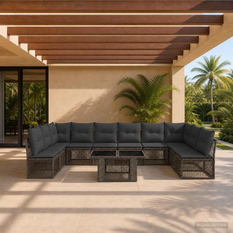 Set Divano da Giardino 11 pz Grigio polyrattan vidaXL (1/5)