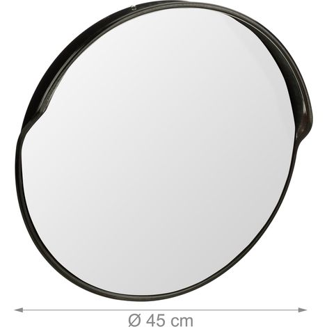 Specchio parabolico da traffico curvo esterno interno 45 x 45 x 24 cm vista panoramica sicurezza in plastica nera 130006508