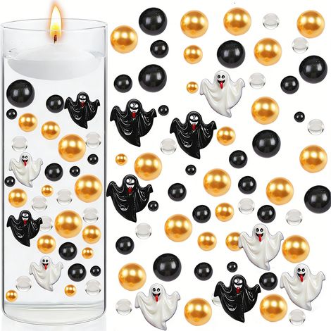 Remplissage de vase d'Halloween style B sans bougie, fantômes, perles et billes d'hydrogel, ornement maison (1/5)