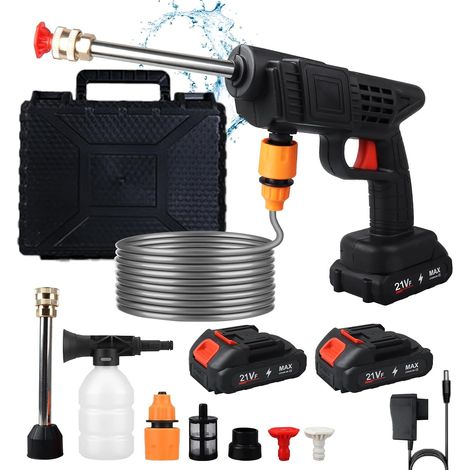 Portable Cordless Pressure Washer with 2 Batteries 21V Battery Pressure Washer for Car/Garden/Terrace, 2 Multi-Use Nozzles, 5 m Hose (1/5)