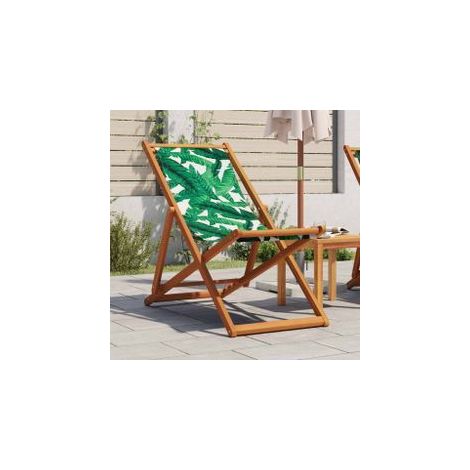 Chaise pliable plage motif de feuilles bois d'eucalyptus-tissu (1/5)