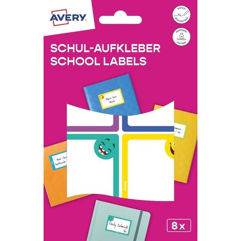 Autocollants scolaires 48x70mm, lot de 8