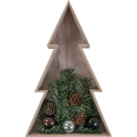 3D LED Holz-Weihnachtsbaum 28 cm Holztanne Weihnachten Leuchtbaum Tischdeko Echtholz - Weiß (1/2)