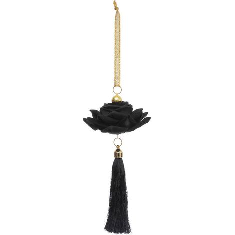 Decoración árbol de Navidad flor pompón negro 16cm - Atmosphera créateur d'intérieur