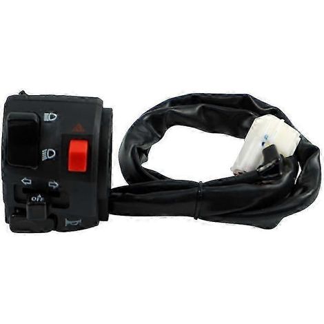 Interrupteurs de guidon pour motos avec ouverture de 22 mm : commande, phare, feu antibrouillard et klaxon. Compatibles avec toutes les motos équipées d'un guidon de 22 mm. (1/4)