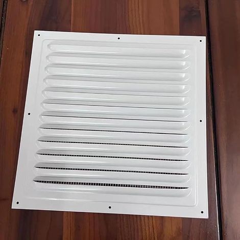 White Metal Square Air Vent Grille Cover Suitable for Covering Walls or Ceiling Openings and Ducting 250mm x 250mm (1/5)