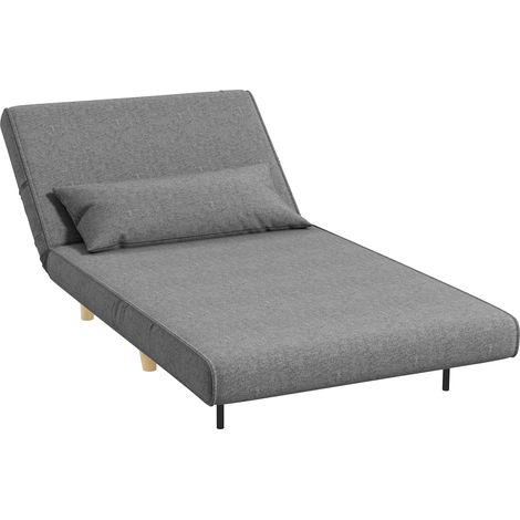 Fauteuil convertible 1 place, fauteuil-lit chauffeuse 3 en 1, dossier réglable, oreiller, tissu en lin, 94x78x80cm, gris (1/5)
