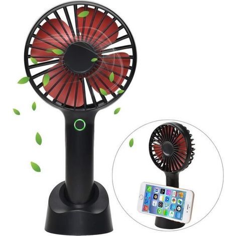 Mini ventilateur de poche USB rechargeable Marque Modèle 4 modes Lumière LED Noir (1/4)