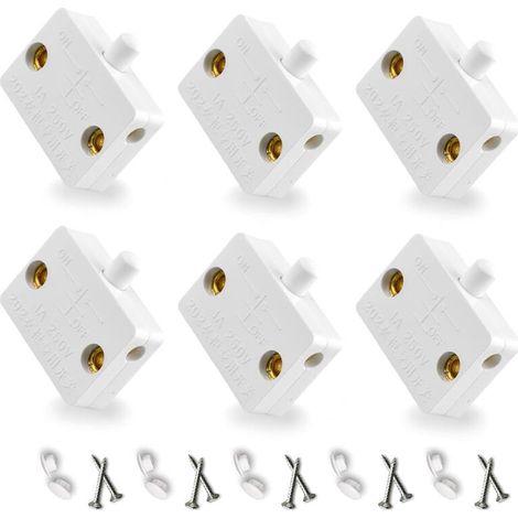 Automatique Pour Interrupteur D'Éclairage Porte Placard Contact Momentané Interrupteurs 6Pièce Cupboard Doors Commutateur D'Armoire Blanc