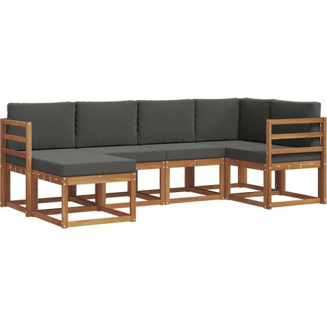 Outdoor Sofa Set with Cushion 6 pcs Natural and Anthracite vidaXL