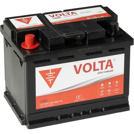Batería de Coche 60Ah 480A EN Standard +Izq Volta L600I