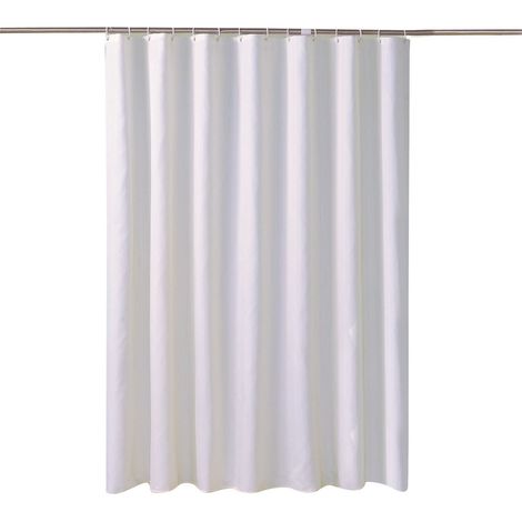 Rideau de douche - 1 panneau de 120 x 180 cm, rideau de douche imperméable et anti-moisissure en tissu blanc, lavable en machine (1/5)