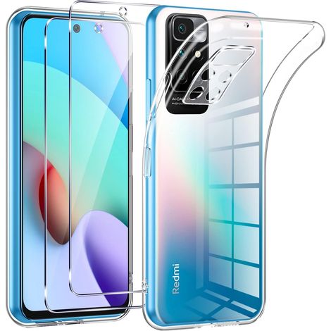 Coque pour Xiaomi Redmi 10 4G/Redmi 10 2022 avec 2 Pièces Protection Écran en Verre Trempé,Ultra Transparente Silicone en Gel TPU Souple pour Redmi 10 Couqe,Antichoc Anti-Jaune Etui Bumper (1/5)