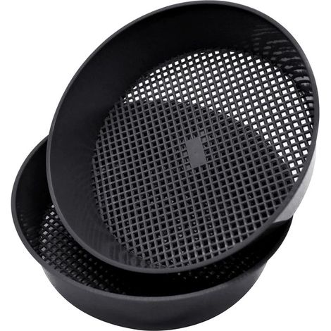 Setaccio per sabbia, 2 pezzi, setaccio rotondo in plastica per giardino, setaccio per compost, setaccio per terra, nero, 20,8 x 18,45 x 5,3 cm (1/4)