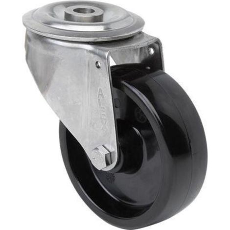 rueda giratora agujero m12 inox.20zvli80-tt resina negra eje liso (1/2)