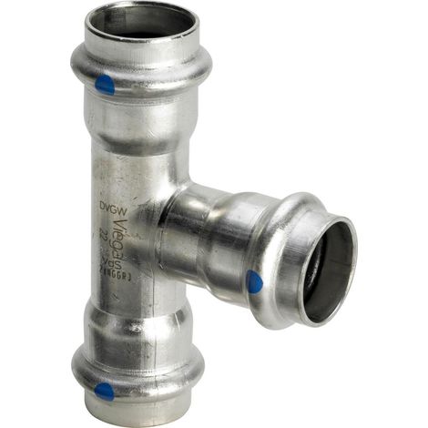 Viega Sanpress Inox LF-Tee, d1 28, d2 28, d3 28 acciaio inossidabile Modello 2318LF, 665128