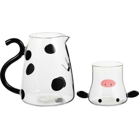 Verre froid eau bouilloire avec poignée lovely cartoon cow froid tasse flowering théière lait iced beverage bouteille (1/5)