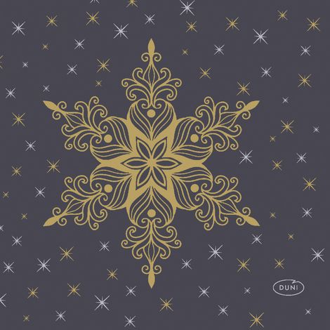 Duni Servietten Snowstars Black multi 24 x 24 cm - 20er Pack