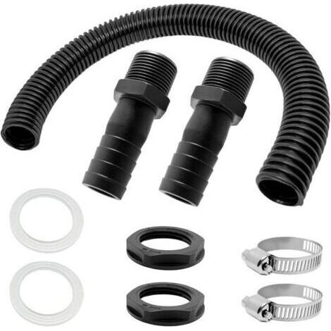 Trop Plein Cuve,2 Pcs Trop Plein Cuve Eau 1000L,Raccord Recuperateur d Eau de Pluie,Kit de Jumelage Cuve mit Joints,Tuyau de Raccordement et 2 Embouts avec Contre-écrous pour Cuve Eau (B) (1/4)