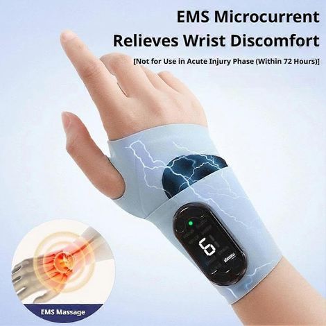 bleu-AAttelle de poignet chauffante EMS, masseur de poignet portable, plusieurs niveaux de réglage pour soulager les muscles et utilisation prolongée. (1/4)