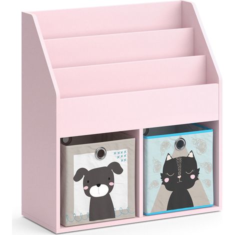 Kinderregal Luigi, Rosa, 72 x 79 cm mit 2 Faltboxen (Hund, Katze), Vicco