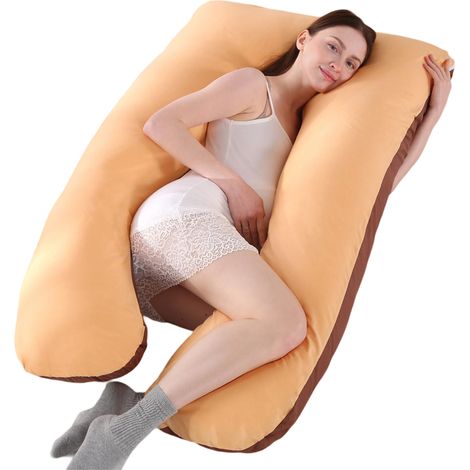 Oreiller de grossesse, oreiller en forme de U amovible et lavable, grand coussin, oreiller lombaire (1/5)