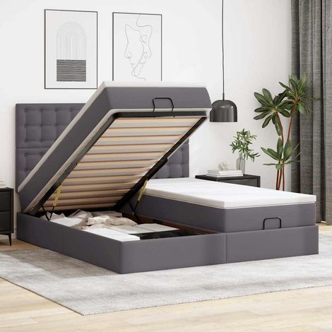 Ottoman-Bett mit Matratzen Grau 160x200 cm Kunstleder (1/5)