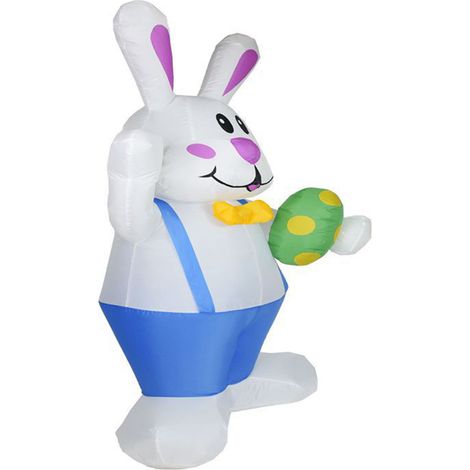 Lapin de Pâques gonflable de 1,9 m avec lumières LED, décoration lumineuse pour les fêtes. (1/5)