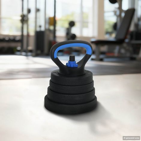 vidaXL 4-in-1 Dumbbell Barbell Kettlebell Set 30 kg Black and Blue